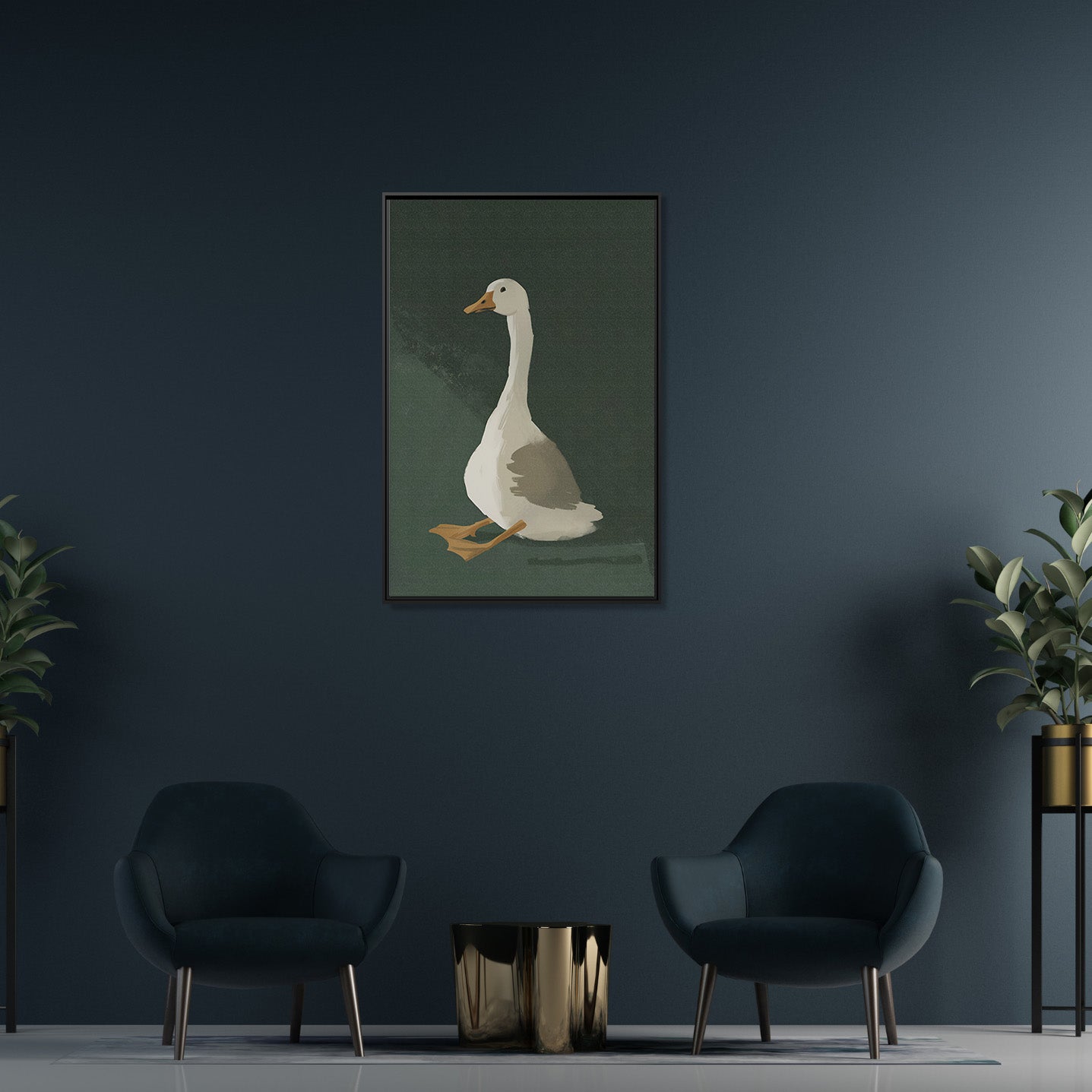 Framed Canvas - Sitting Goose in Spotlight