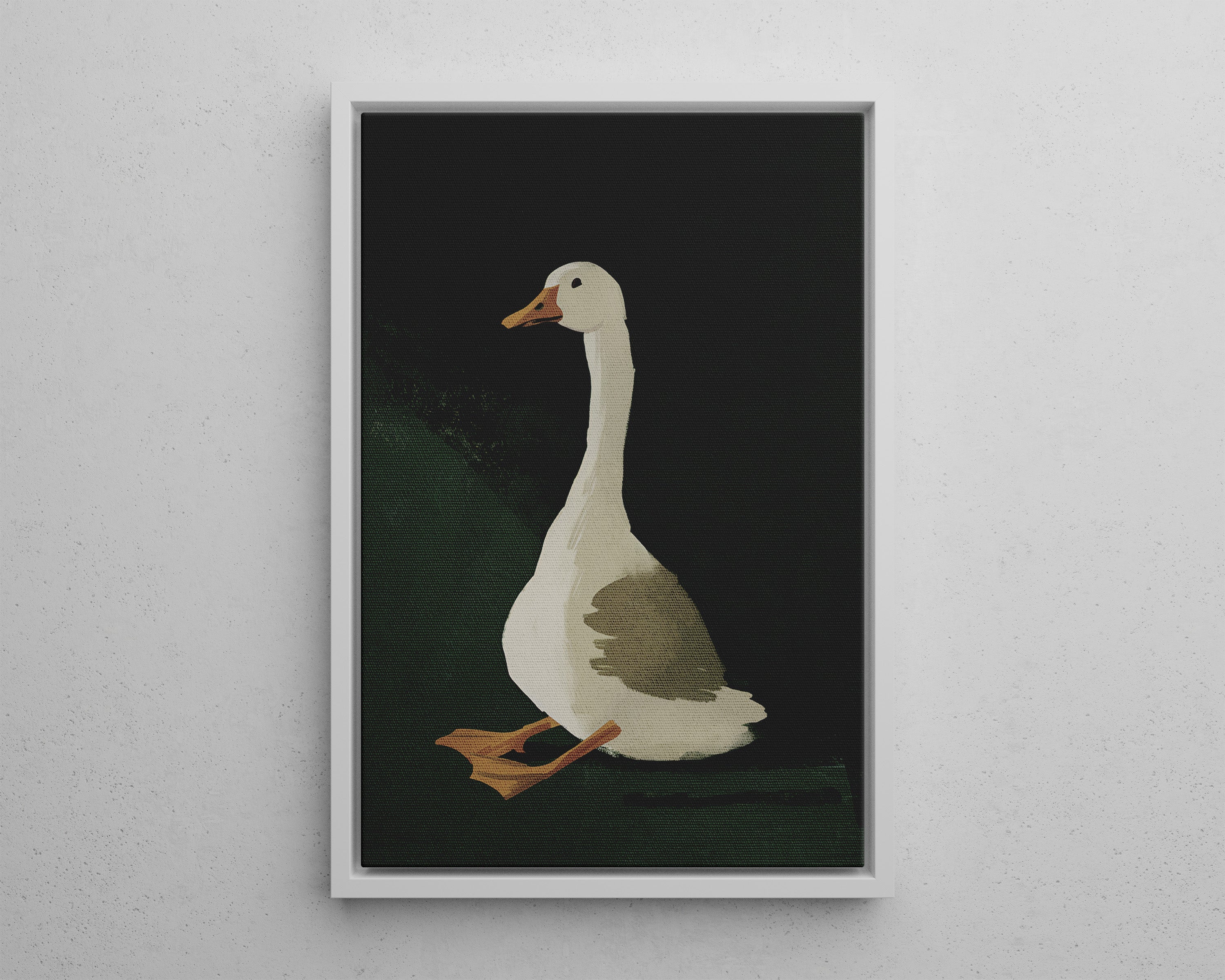 Framed Canvas - Sitting Goose in Spotlight