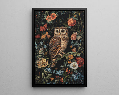 Framed Canvas - Guardian of the Floral Night