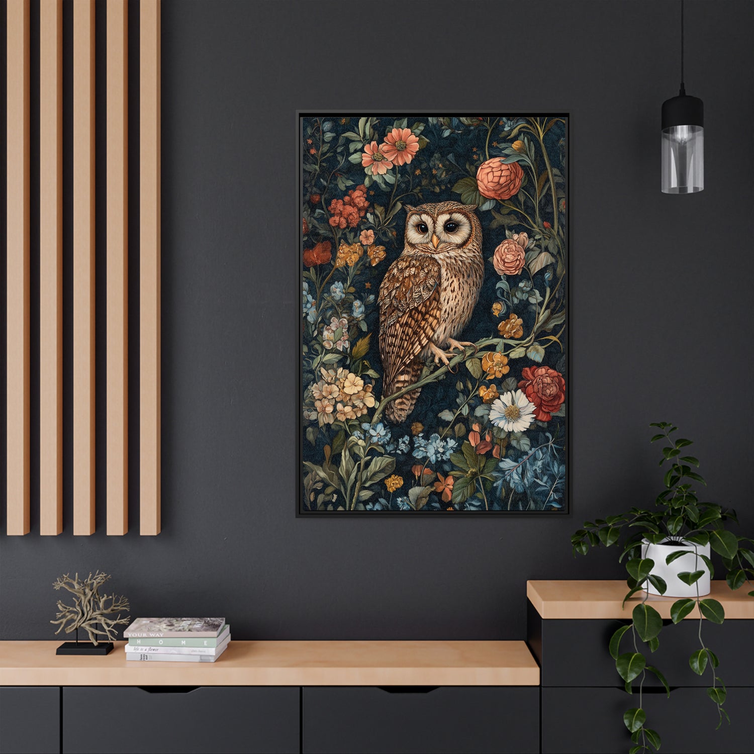 Framed Canvas - Guardian of the Floral Night