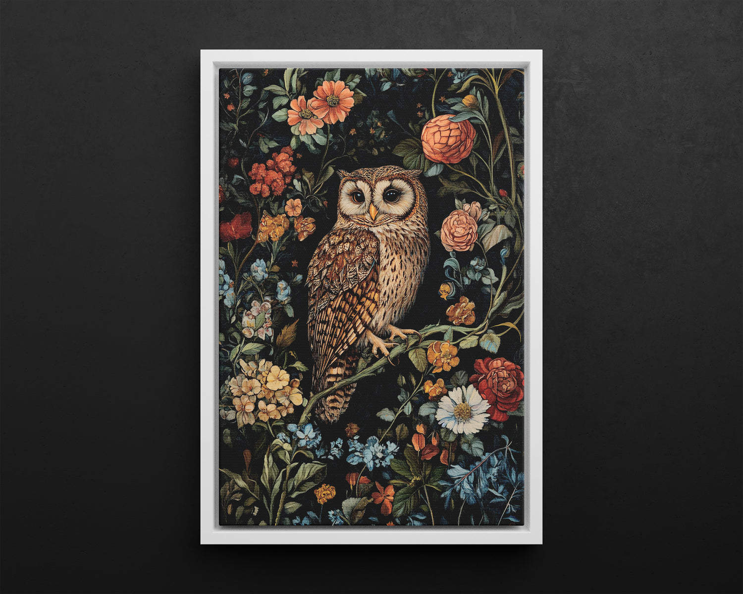 Framed Canvas - Guardian of the Floral Night