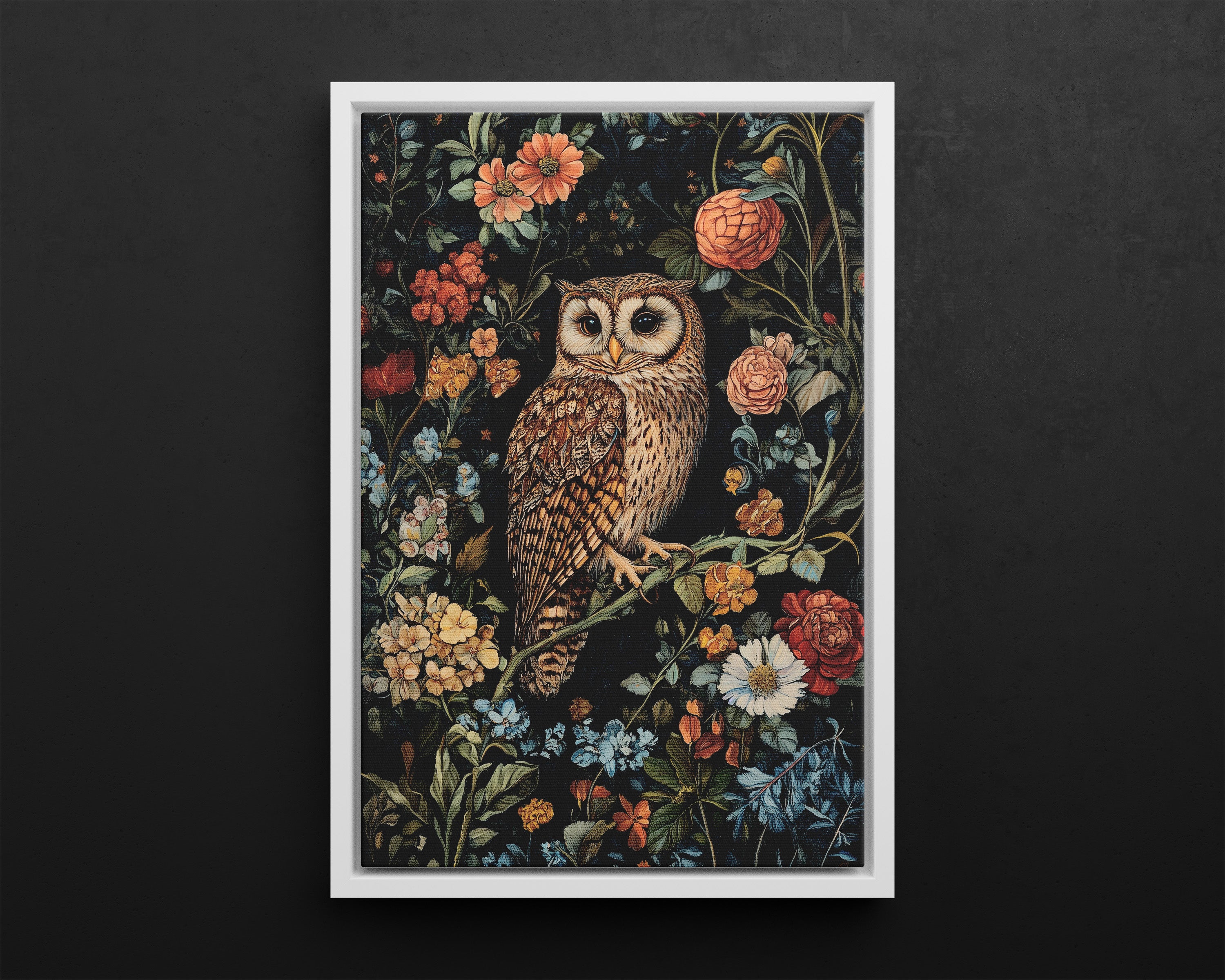 Framed Canvas - Guardian of the Floral Night