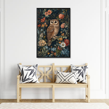 Framed Canvas - Guardian of the Floral Night