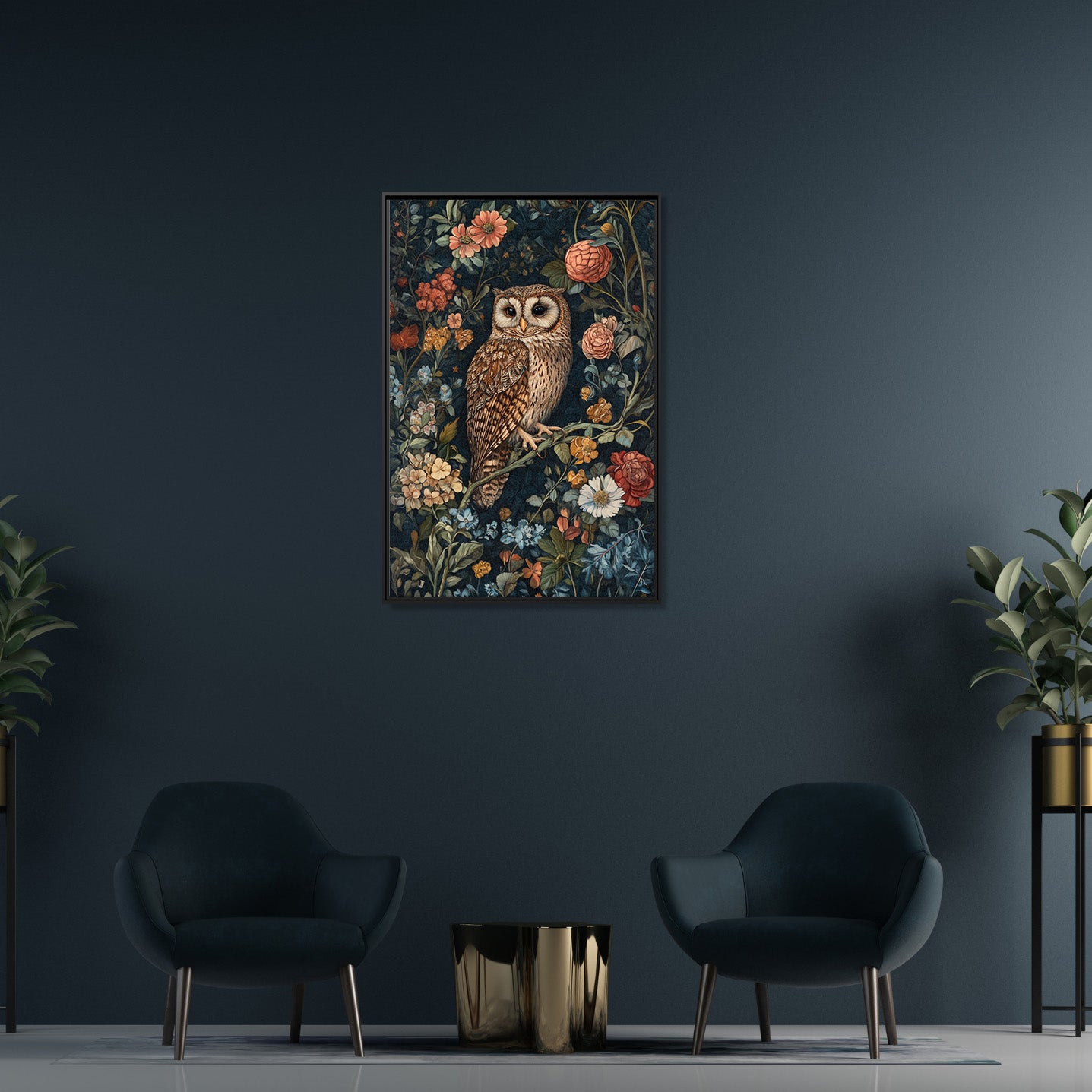 Framed Canvas - Guardian of the Floral Night