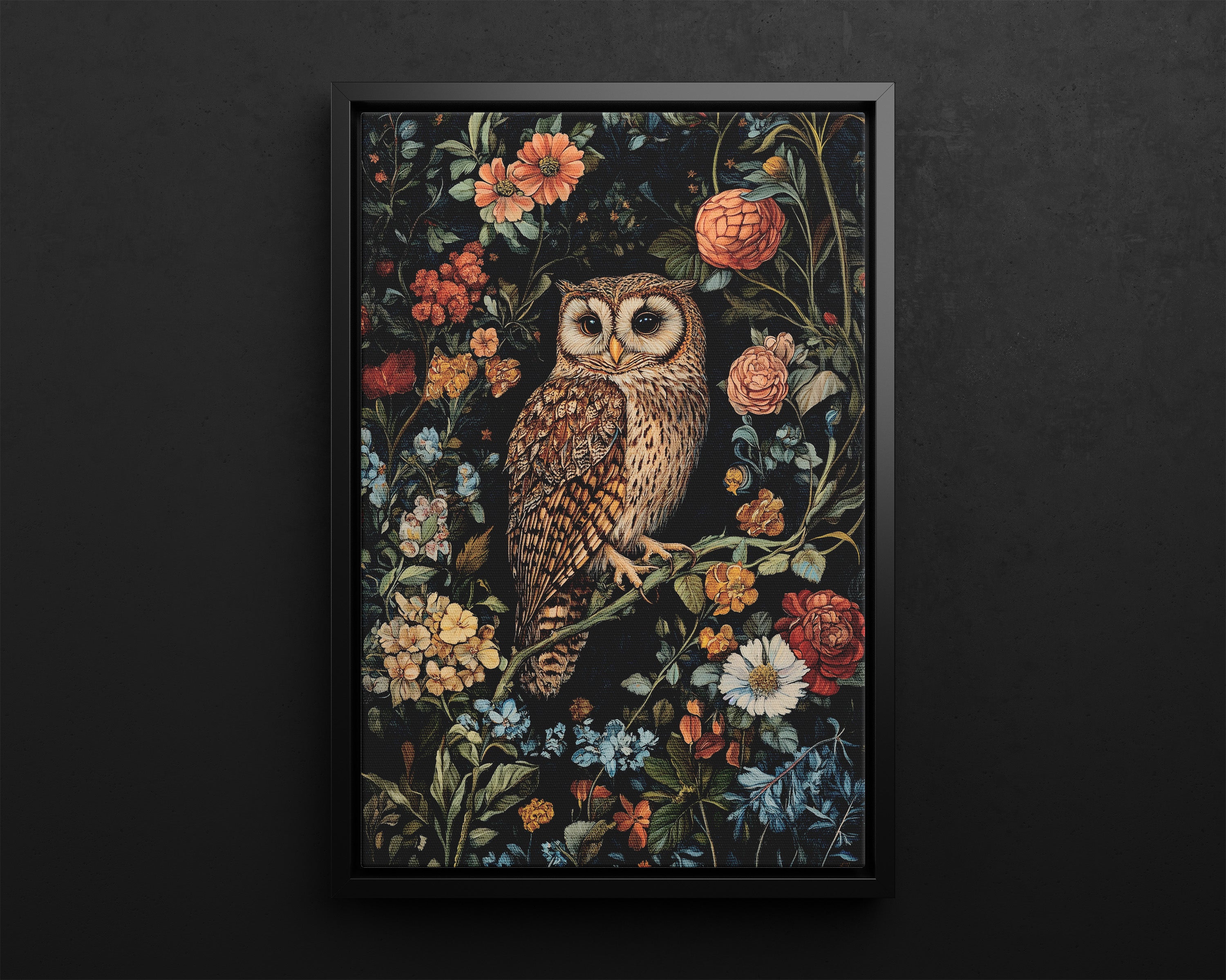 Framed Canvas - Guardian of the Floral Night
