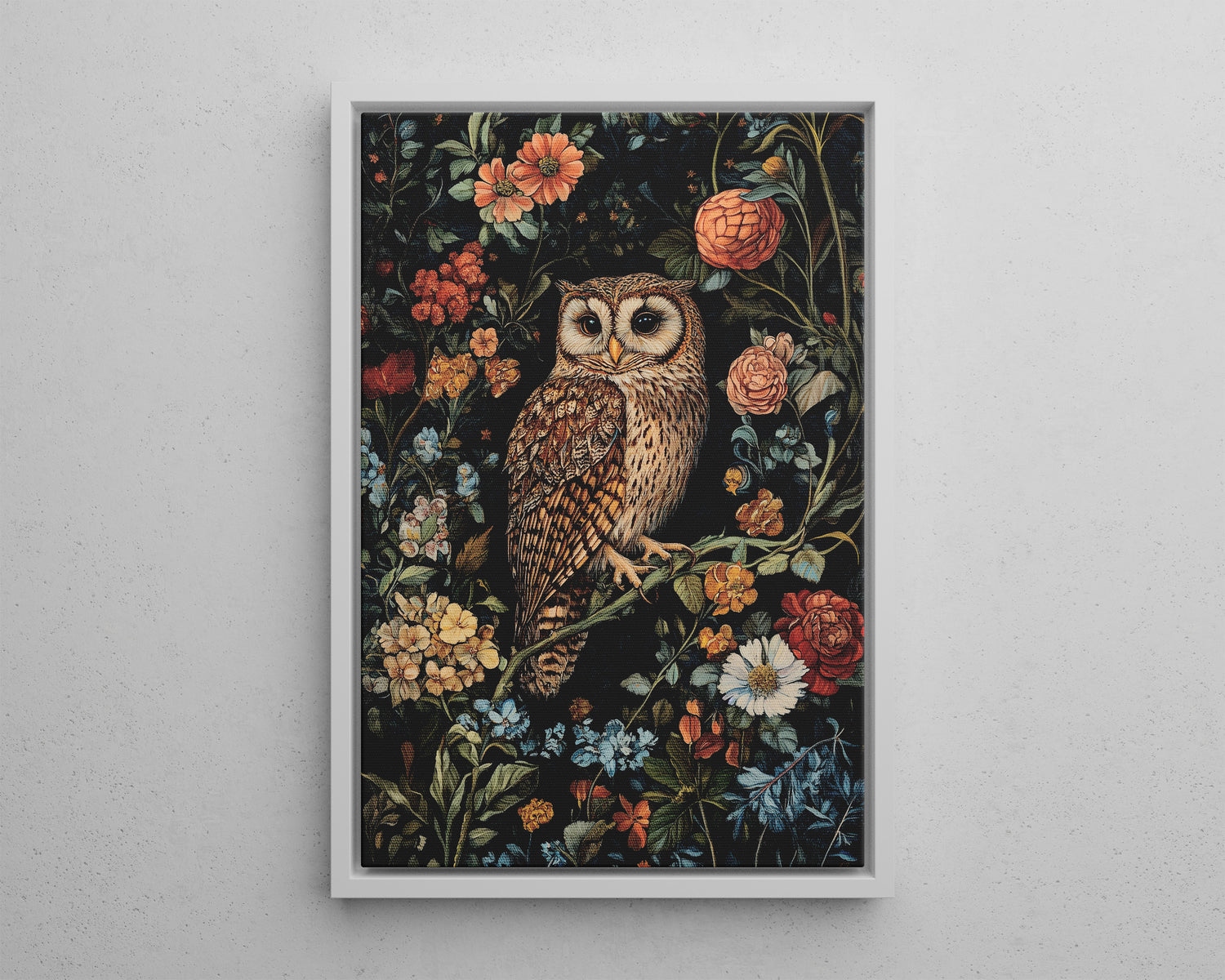 Framed Canvas - Guardian of the Floral Night
