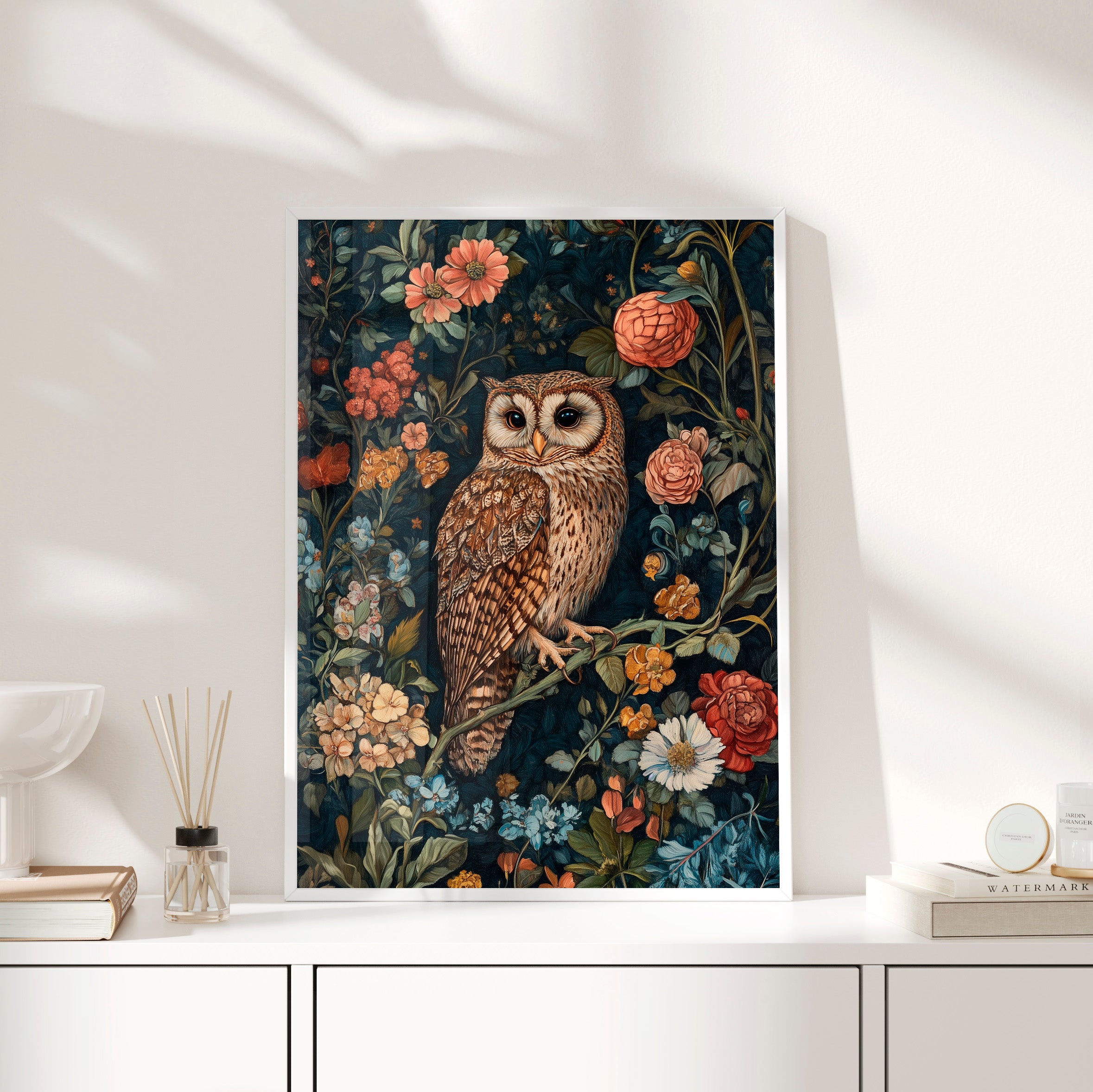 Framed Paper Print - Guardian of the Floral Night