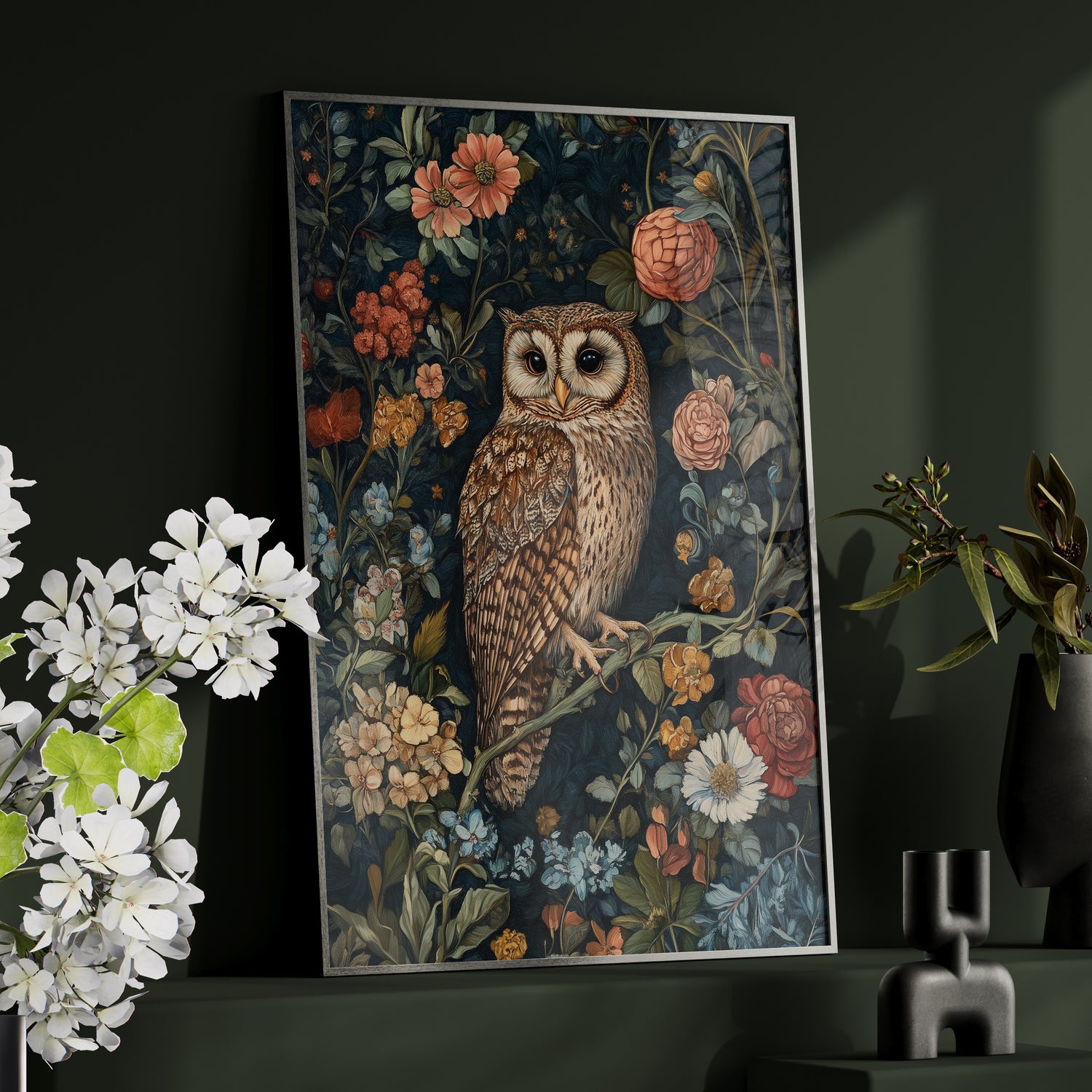 Framed Paper Print - Guardian of the Floral Night