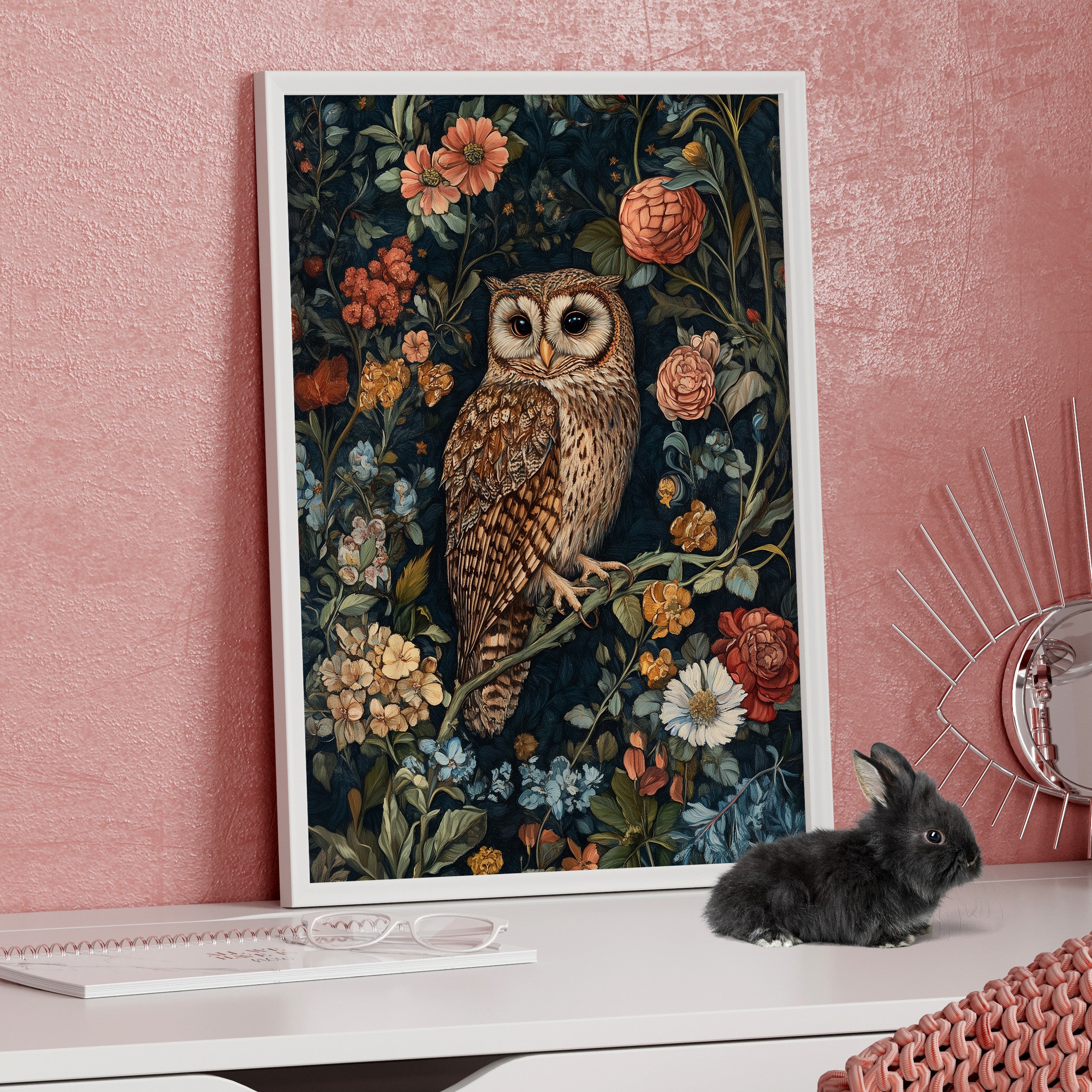 Framed Paper Print - Guardian of the Floral Night