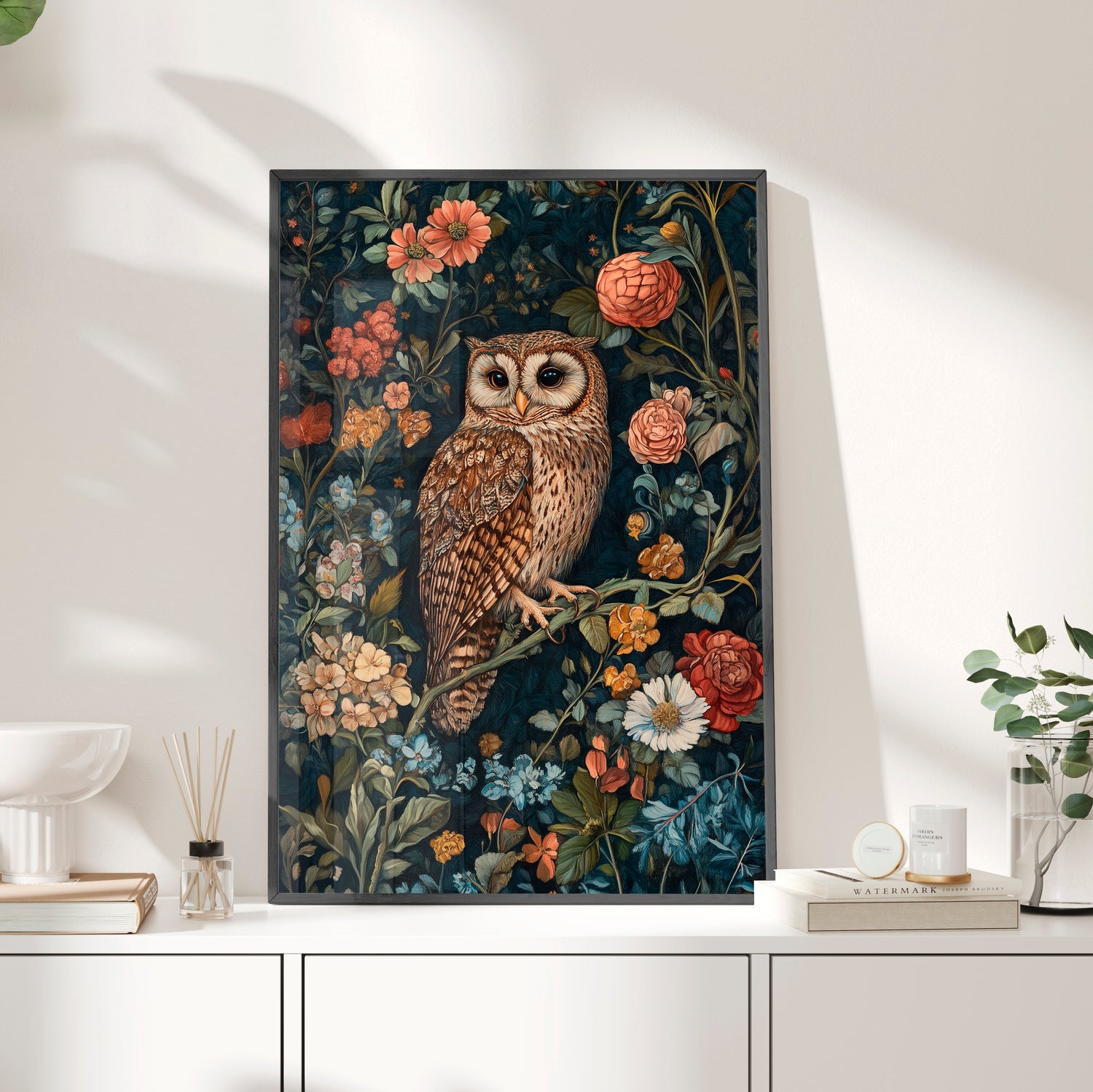 Framed Paper Print - Guardian of the Floral Night