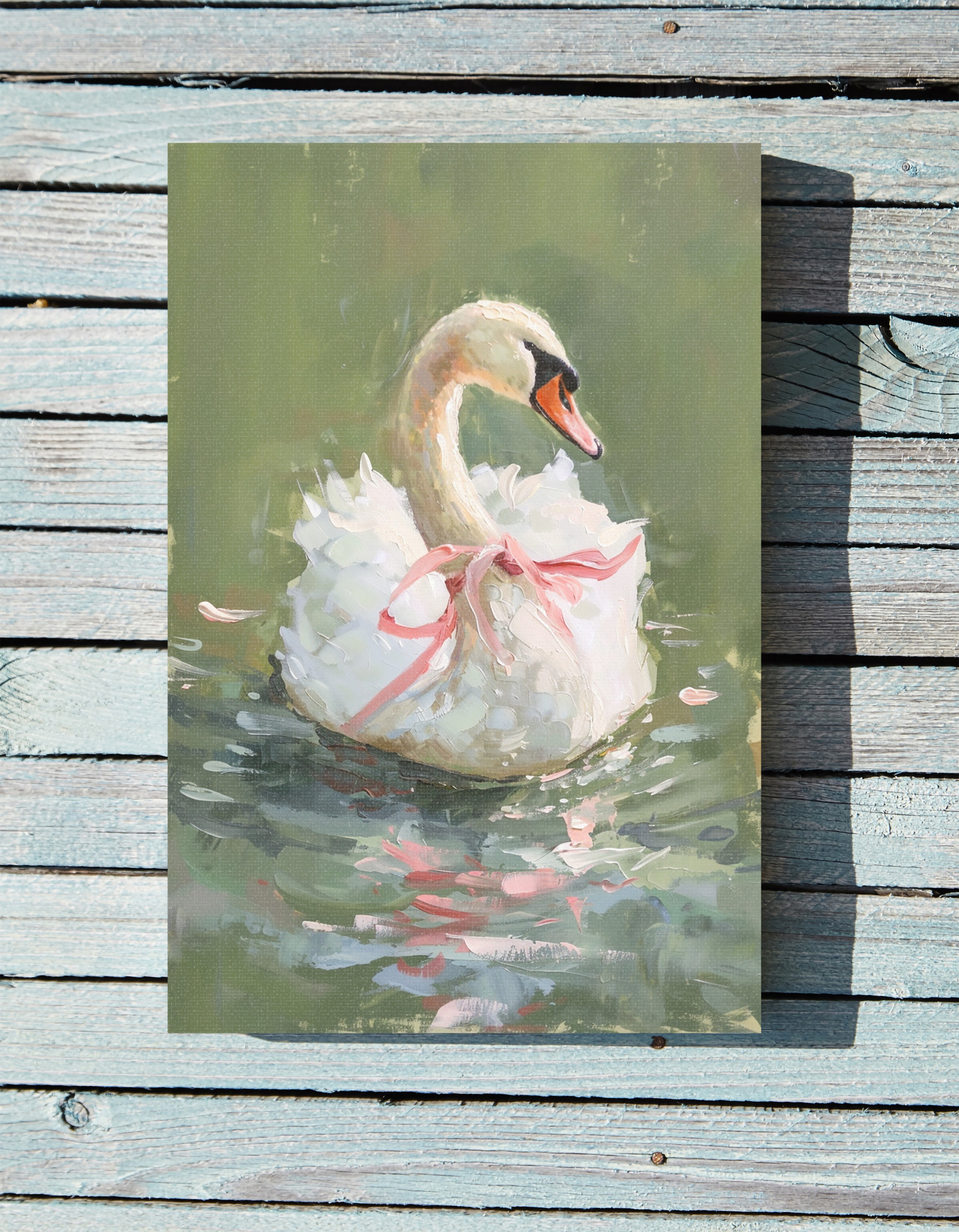 .75" Matte Canvas - Ballet Swan in Pink Bow