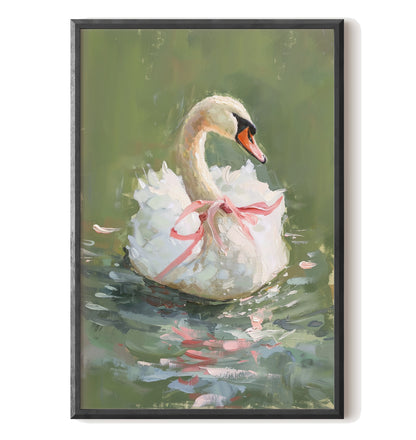 Ballet Swan in Pink Bow