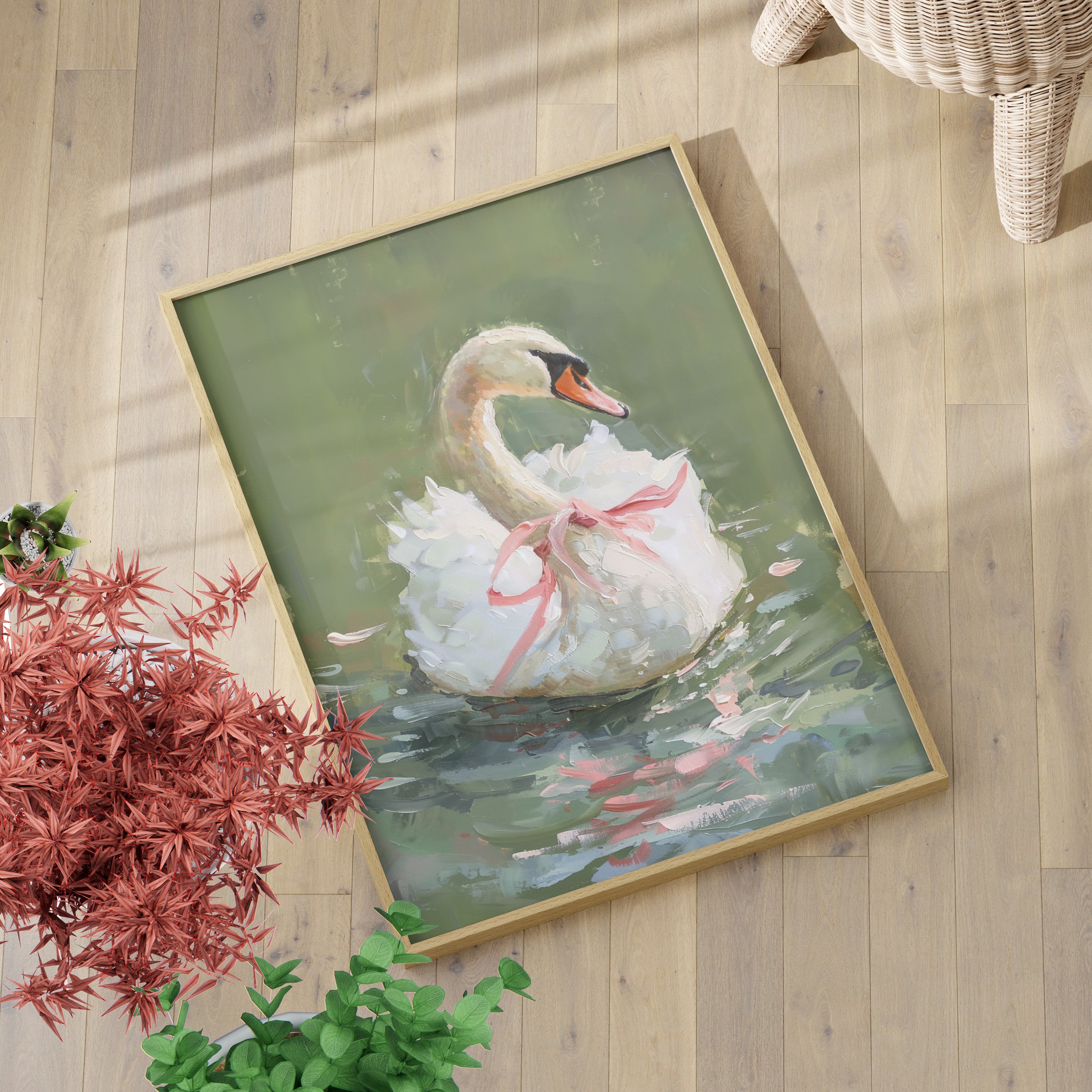 Ballet Swan in Pink Bow