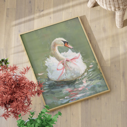 Ballet Swan in Pink Bow