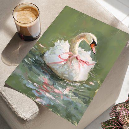 Ballet Swan in Pink Bow