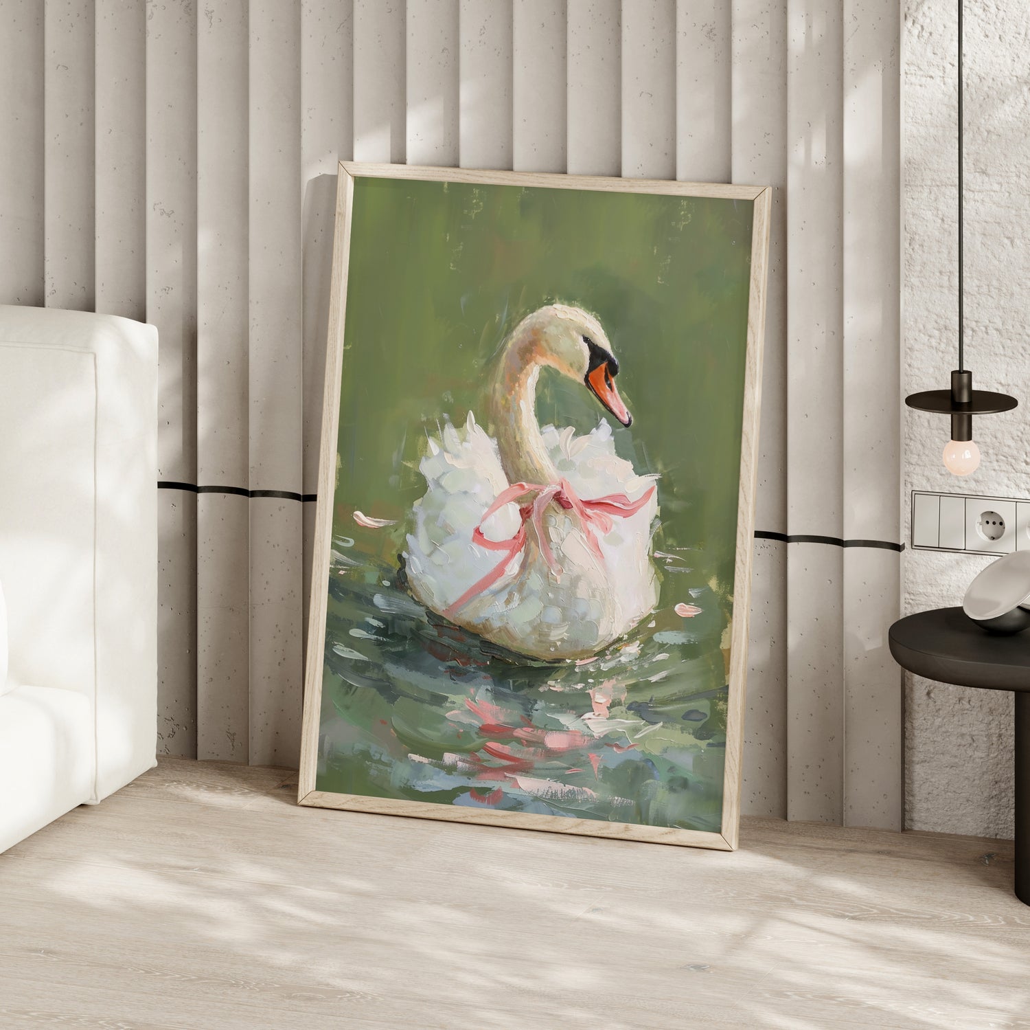 Ballet Swan in Pink Bow