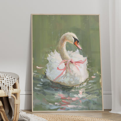 Ballet Swan in Pink Bow