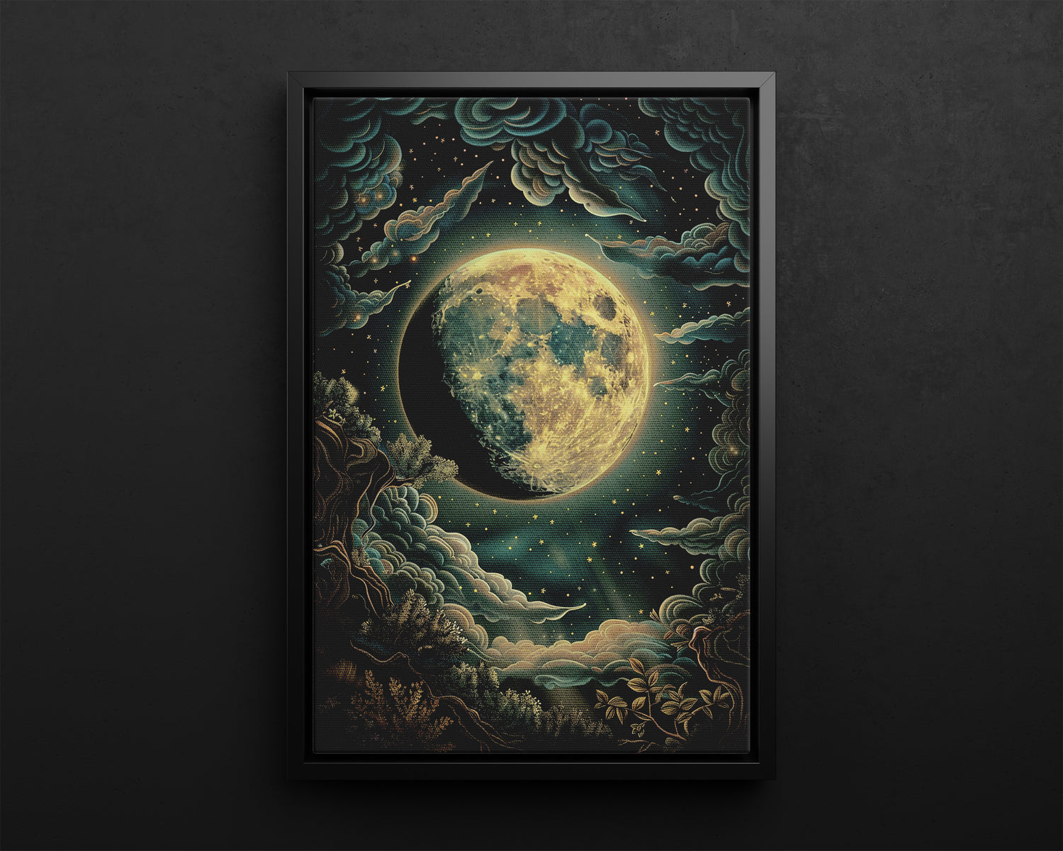 Framed Canvas - Waxing Gibbous Dreamscape