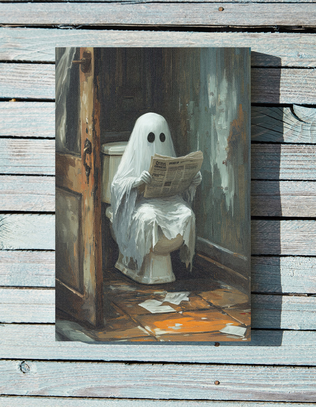 .75&quot; Matte Canvas - Ghostly Bathroom Break