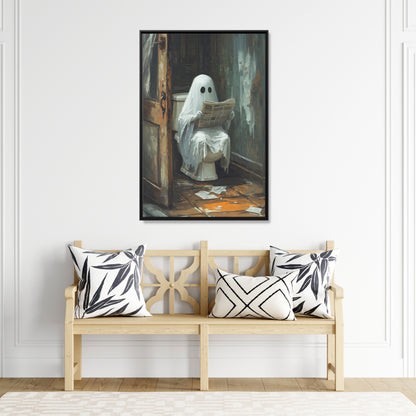 Framed Canvas - Ghostly Bathroom Break
