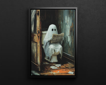 Framed Canvas - Ghostly Bathroom Break