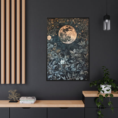 Framed Canvas - Midnight Moonlit Garden