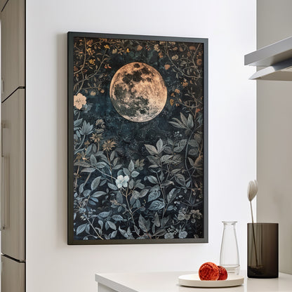 Framed Paper Print - Midnight Moonlit Garden