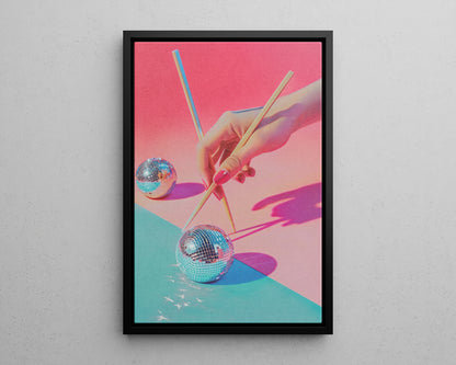 Framed Canvas - Disco Chopsticks Delight