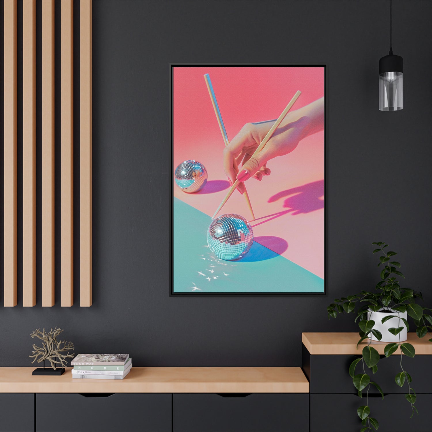 Framed Canvas - Disco Chopsticks Delight