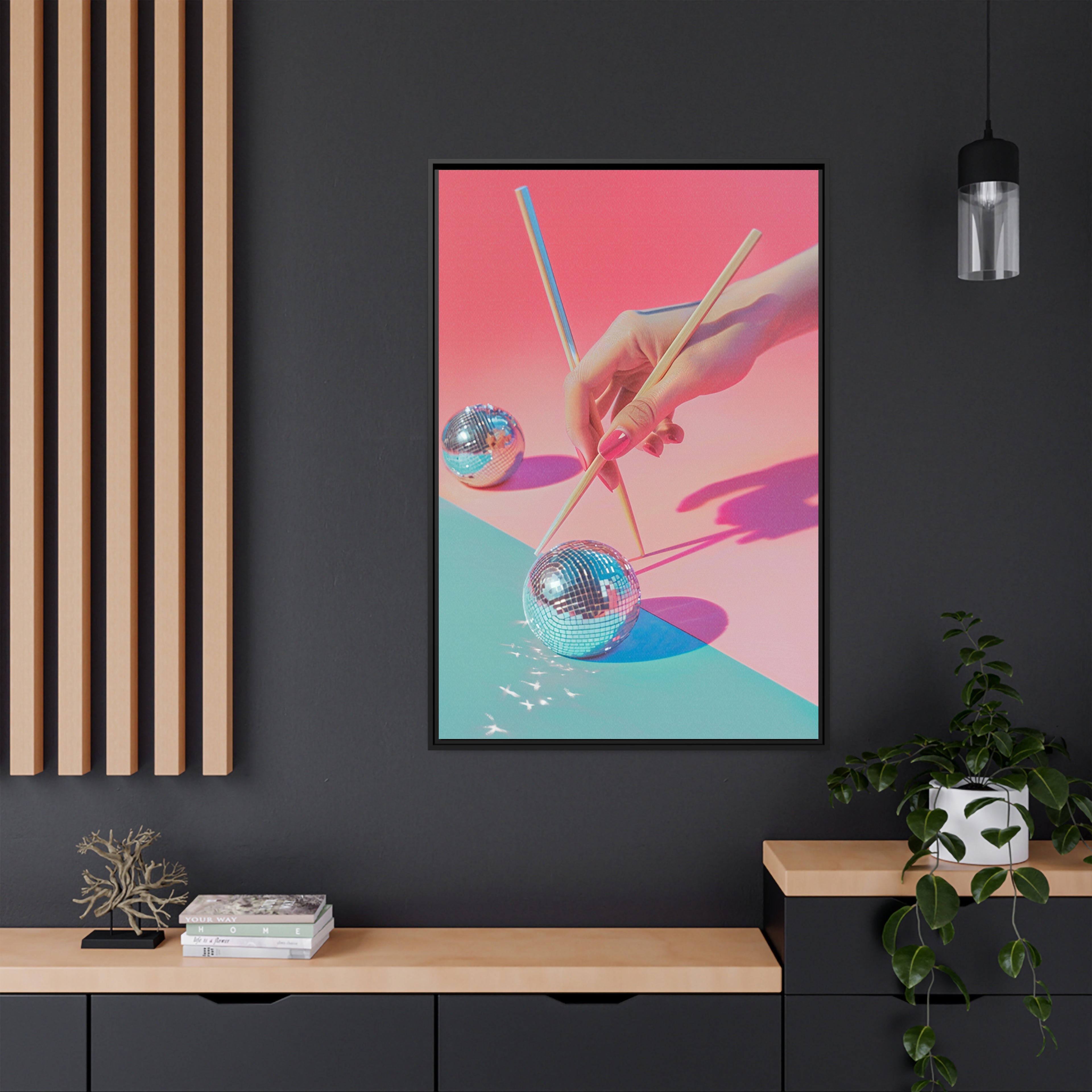 Framed Canvas - Disco Chopsticks Delight