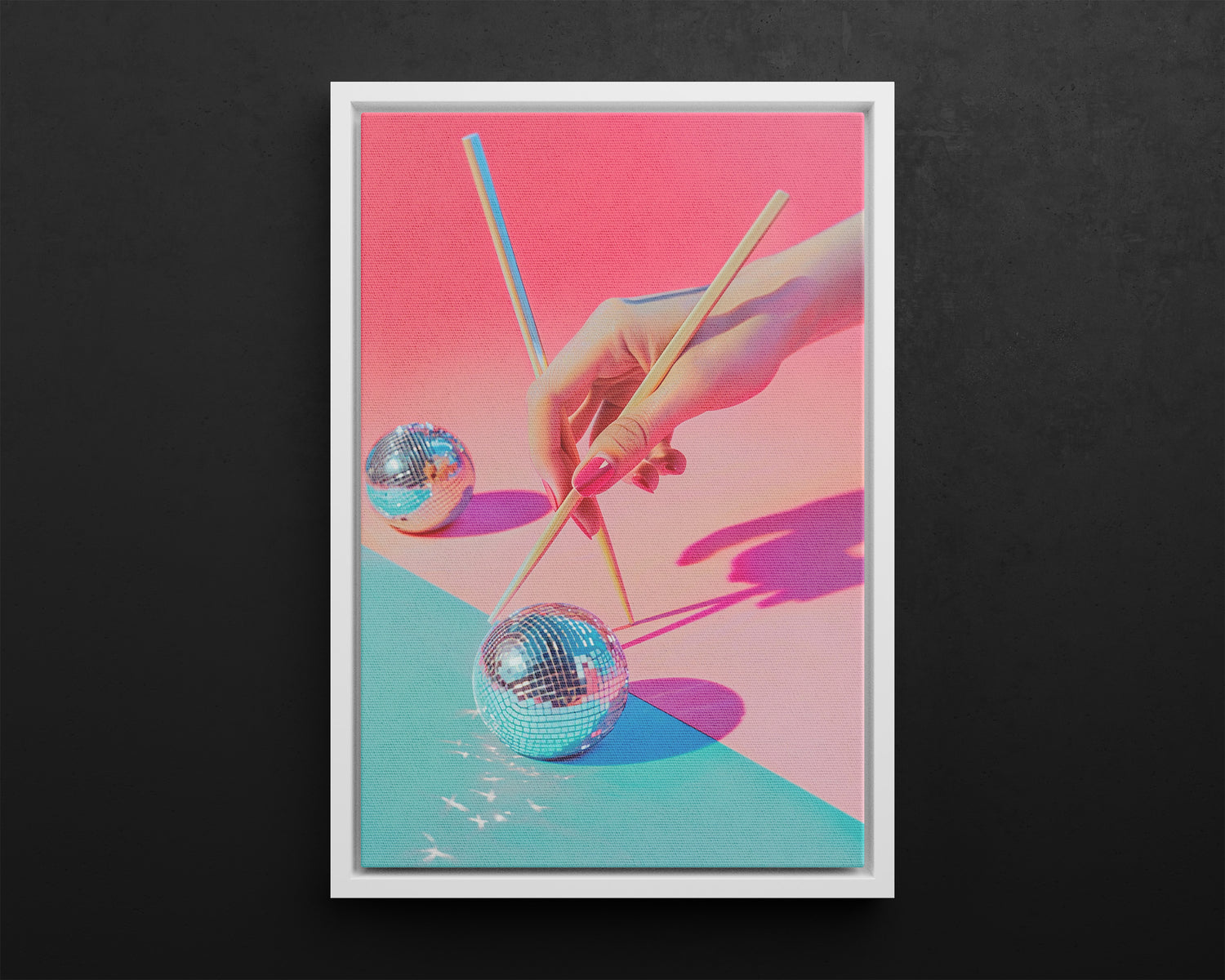 Framed Canvas - Disco Chopsticks Delight