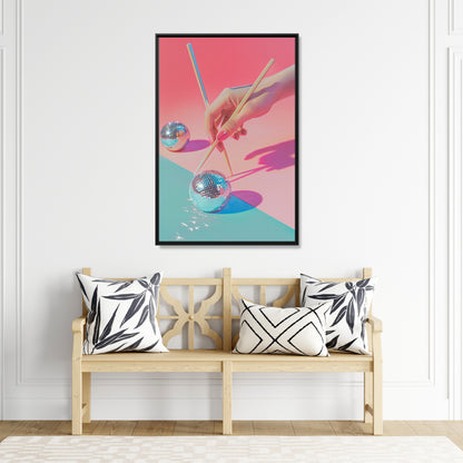Framed Canvas - Disco Chopsticks Delight