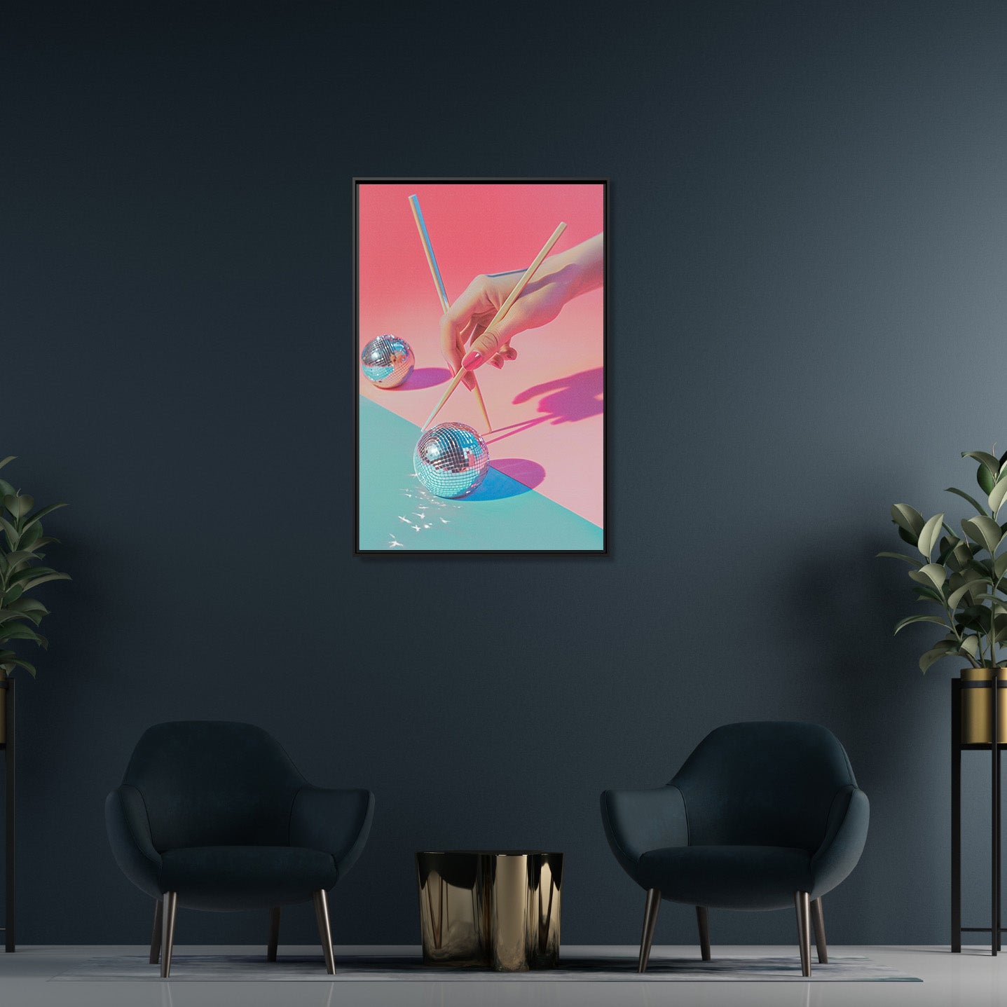 Framed Canvas - Disco Chopsticks Delight
