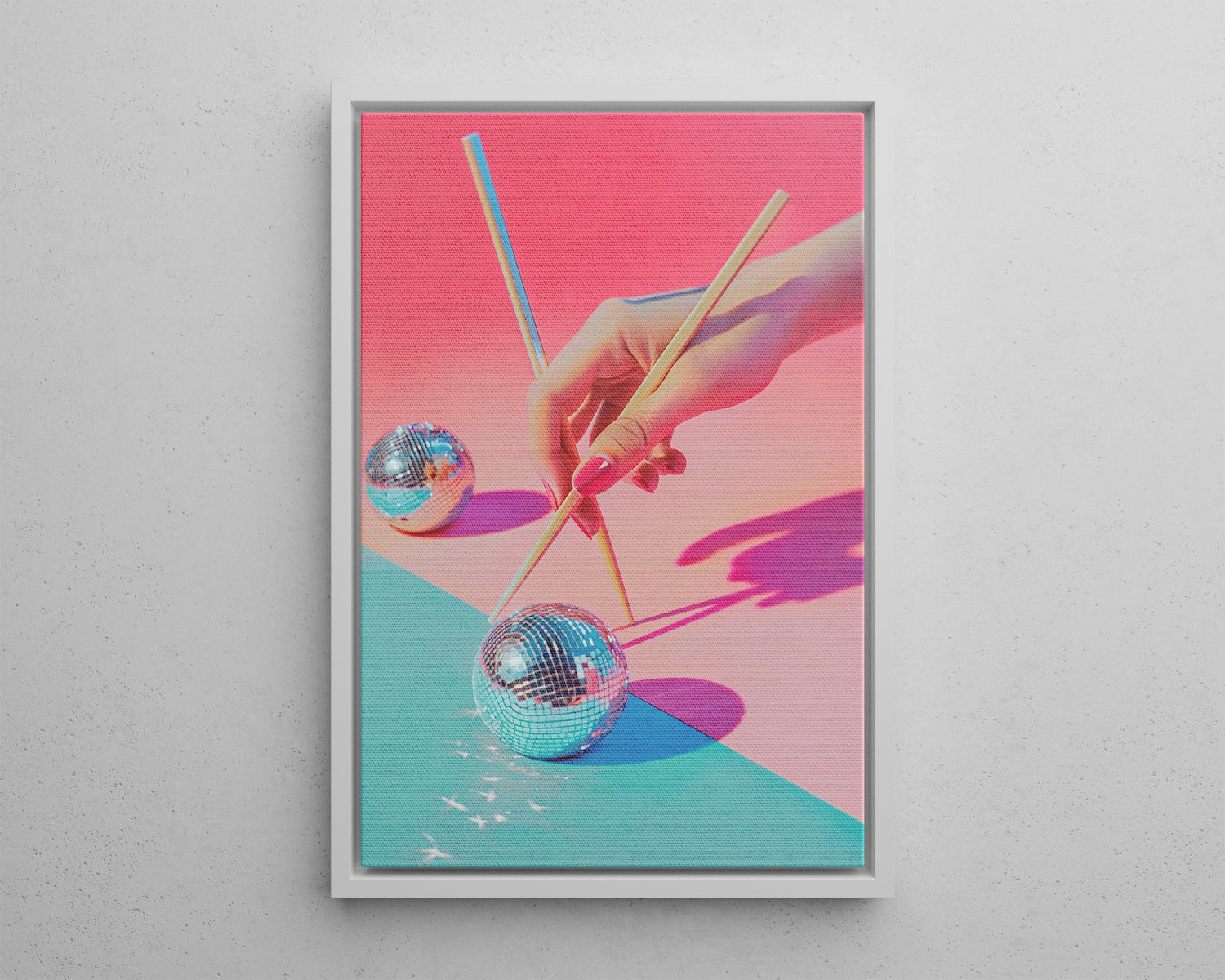 Framed Canvas - Disco Chopsticks Delight
