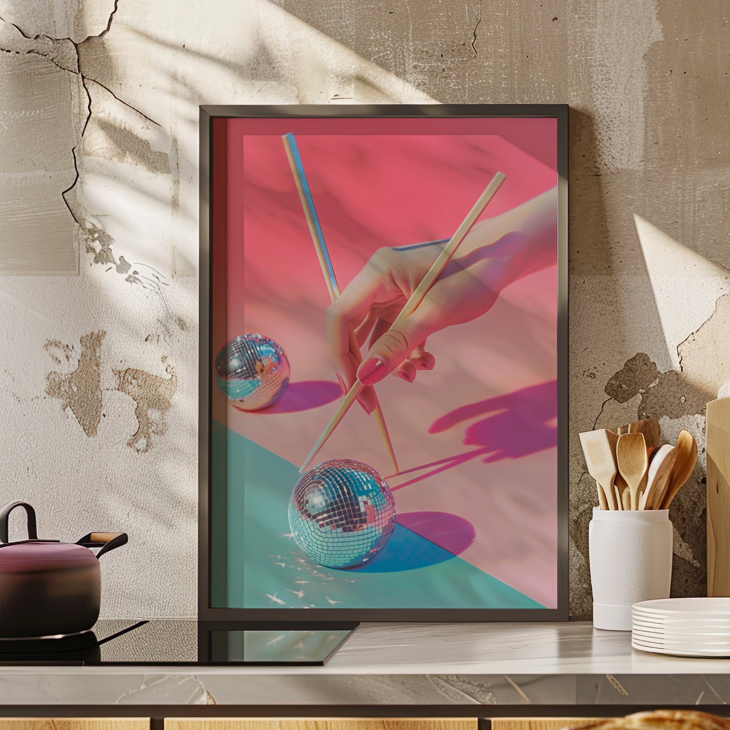 Framed Paper Print - Disco Chopsticks Delight