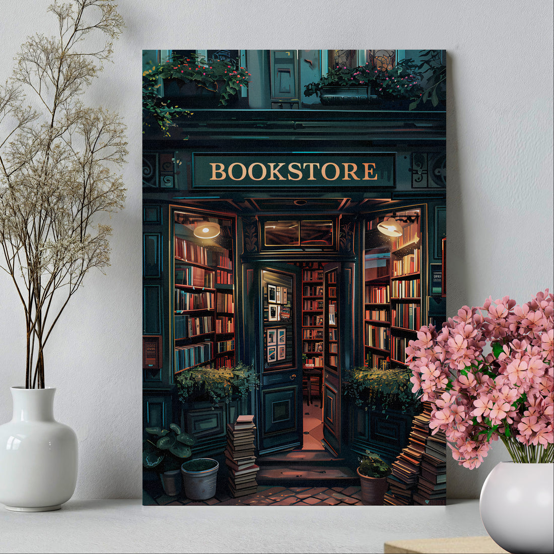 .75" Matte Canvas - Midnight Bookstore Glow