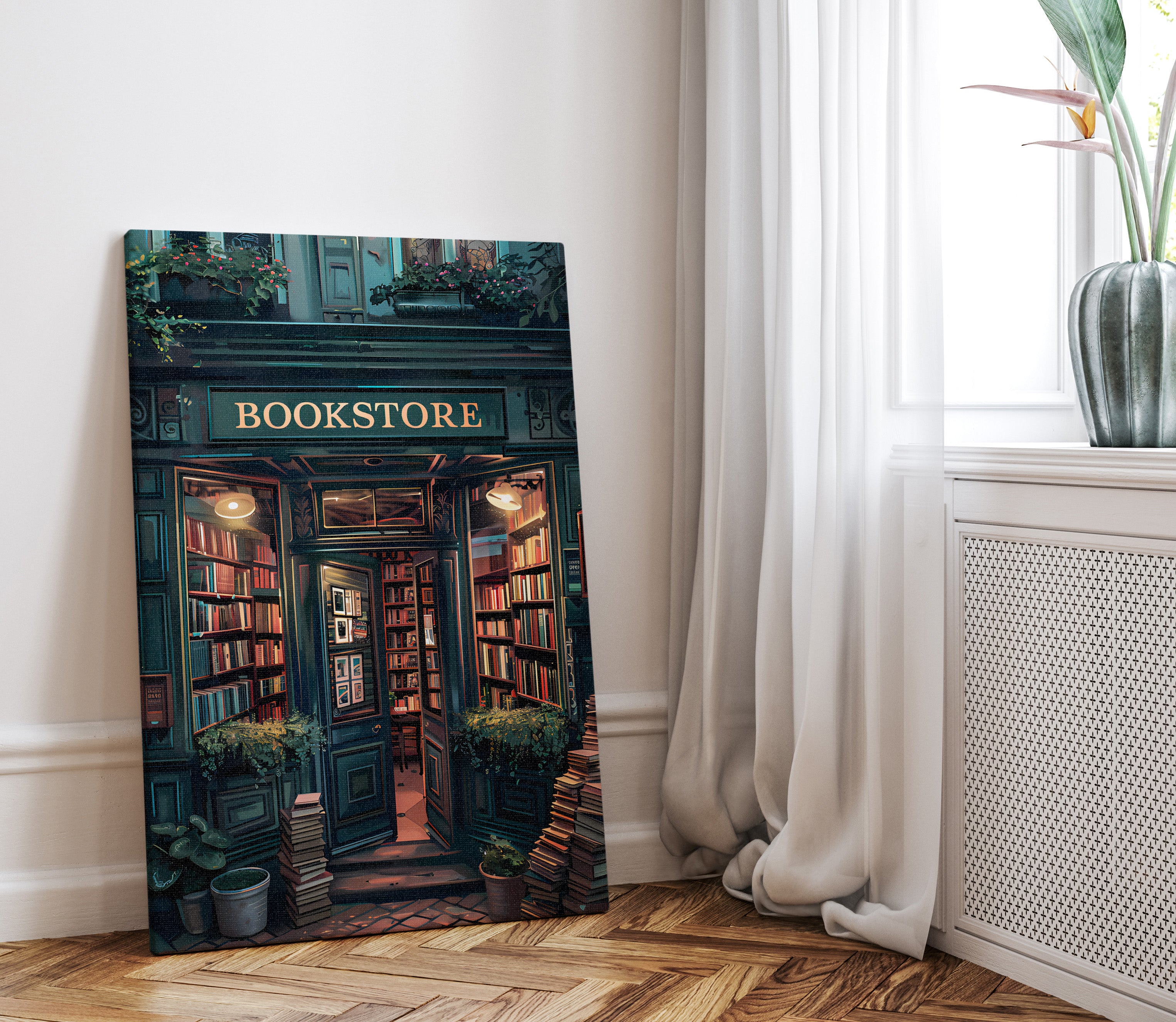 .75" Matte Canvas - Midnight Bookstore Glow