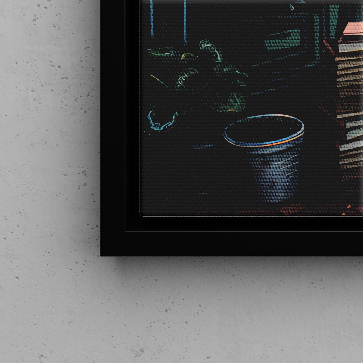 Framed Canvas - Midnight Bookstore Glow