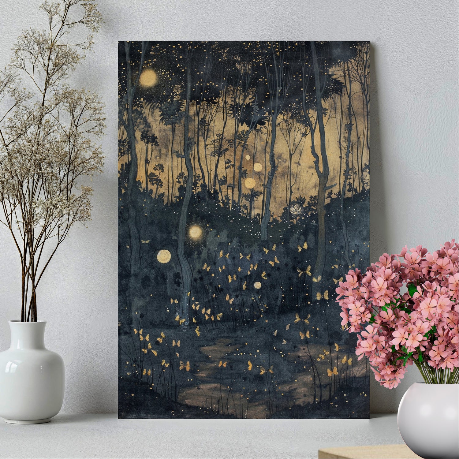 .75&quot; Matte Canvas - Golden Firefly Nightscape