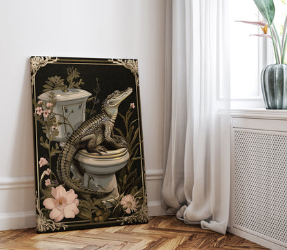 .75" Matte Canvas - Toilet Gator Floral Surprise