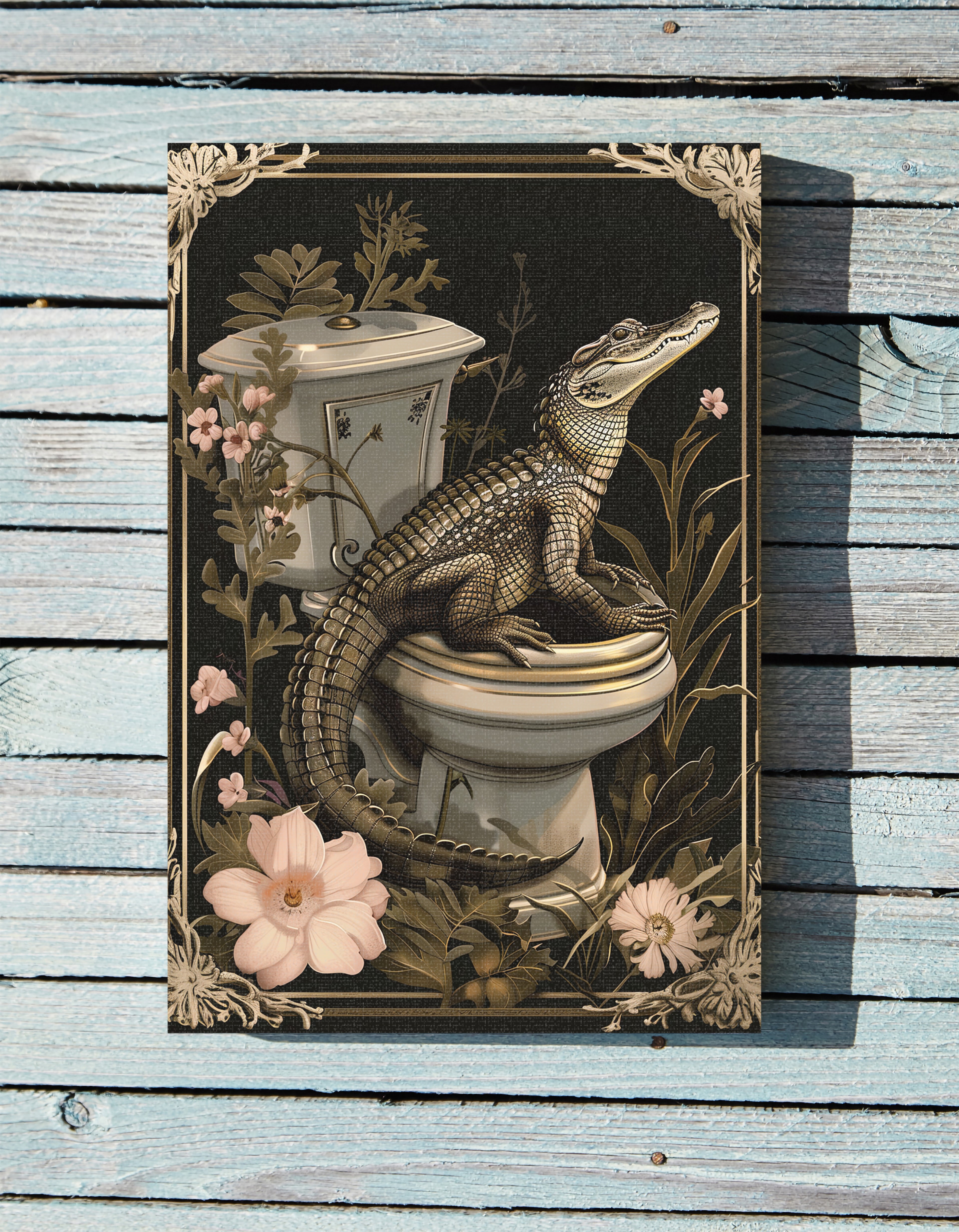 .75" Matte Canvas - Toilet Gator Floral Surprise