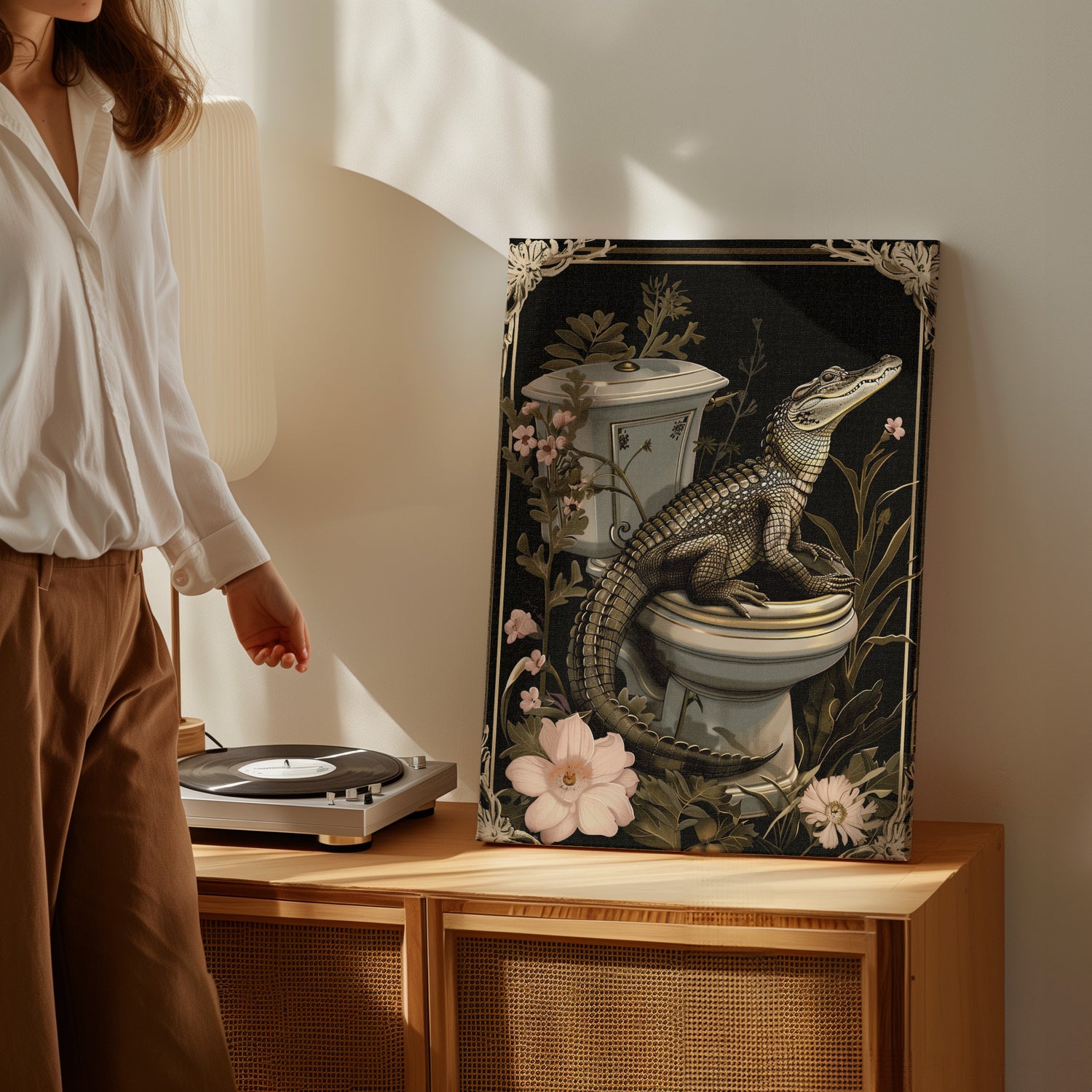 .75" Matte Canvas - Toilet Gator Floral Surprise