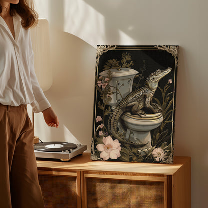 .75" Matte Canvas - Toilet Gator Floral Surprise