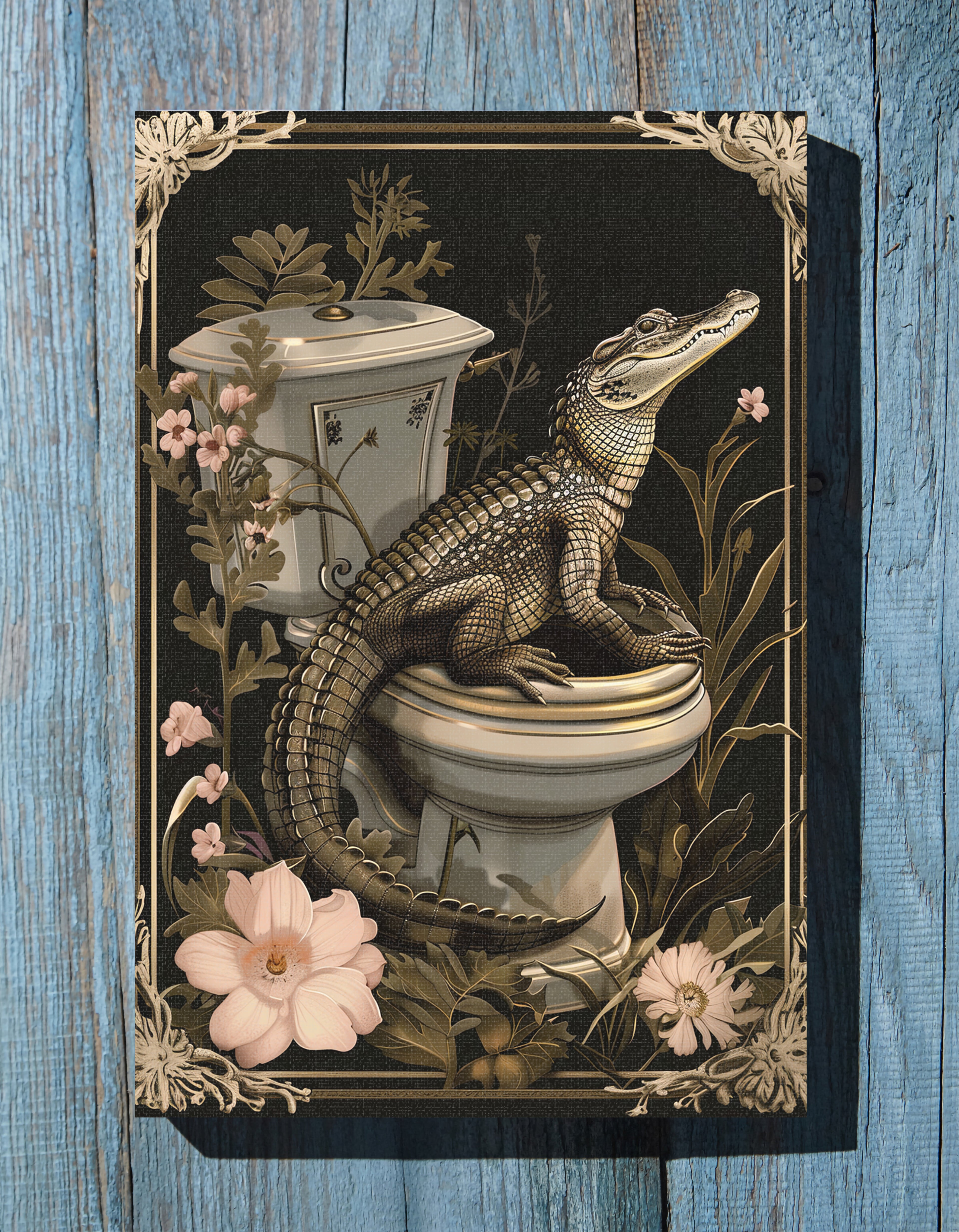 .75" Matte Canvas - Toilet Gator Floral Surprise