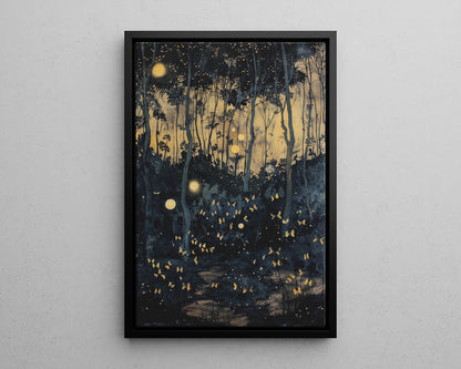 Framed Canvas - Golden Firefly Nightscape