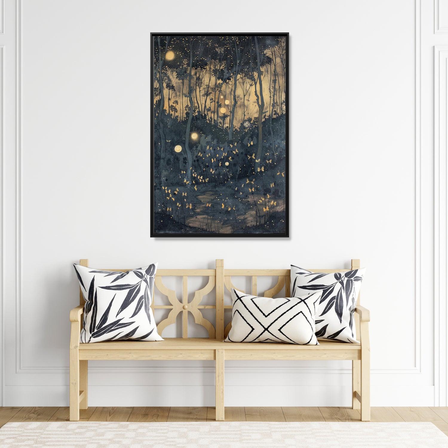 Framed Canvas - Golden Firefly Nightscape
