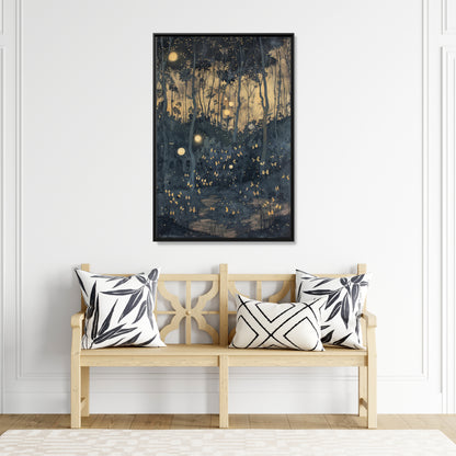 Framed Canvas - Golden Firefly Nightscape