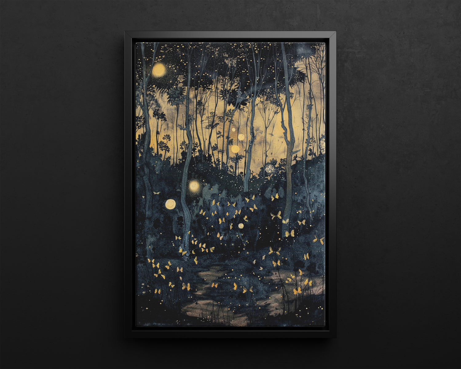 Framed Canvas - Golden Firefly Nightscape