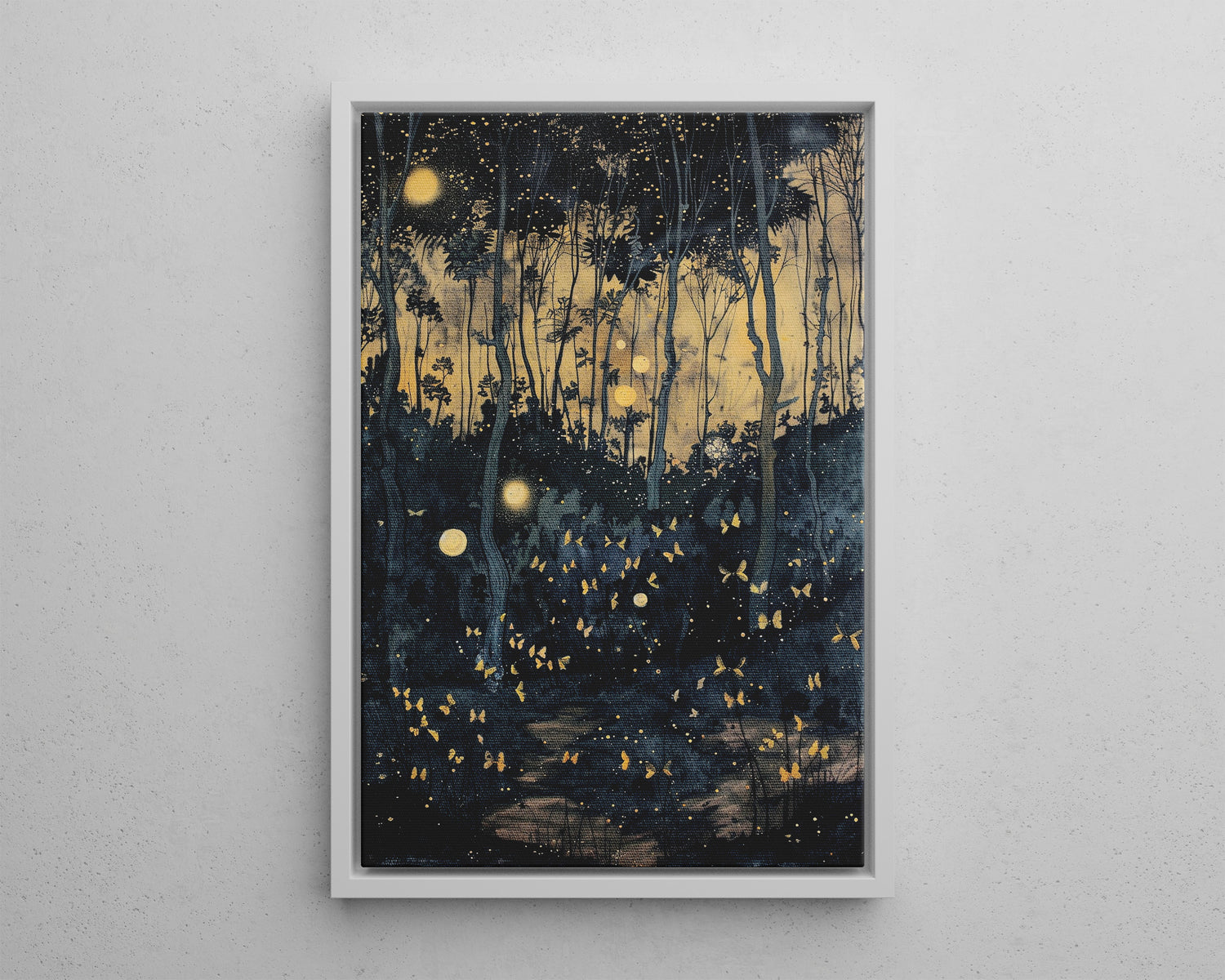 Framed Canvas - Golden Firefly Nightscape