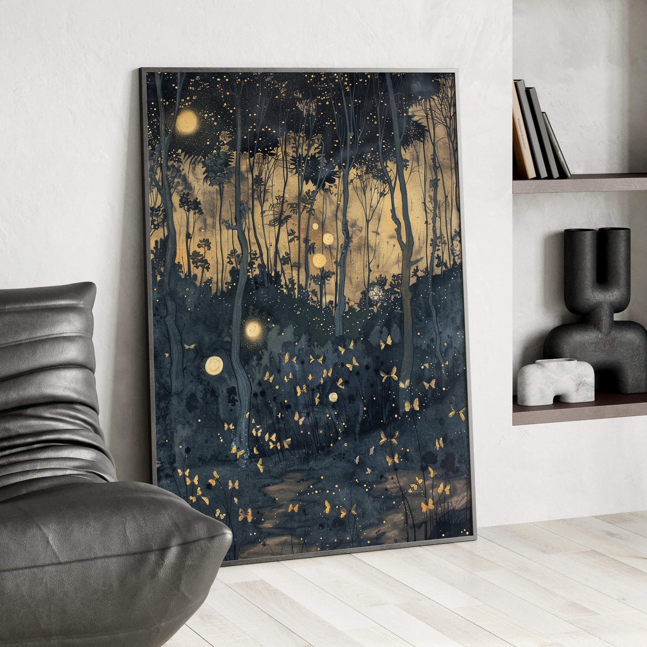 Framed Paper Print - Golden Firefly Nightscape